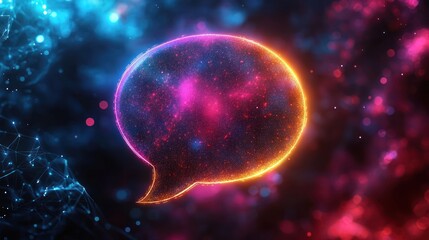 Glowing speech bubble, digital communication, abstract background, online chat concept