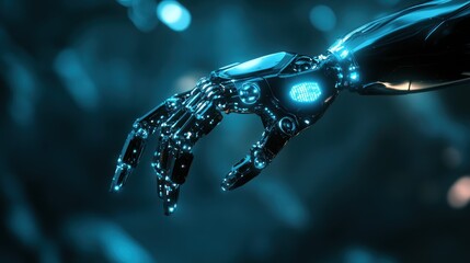 Cybernetic Hand Reaching, Futuristic Technology and Artificial Intelligence