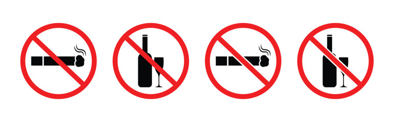 No alcohol sign, No Smoking Sign Icon. vector illustration