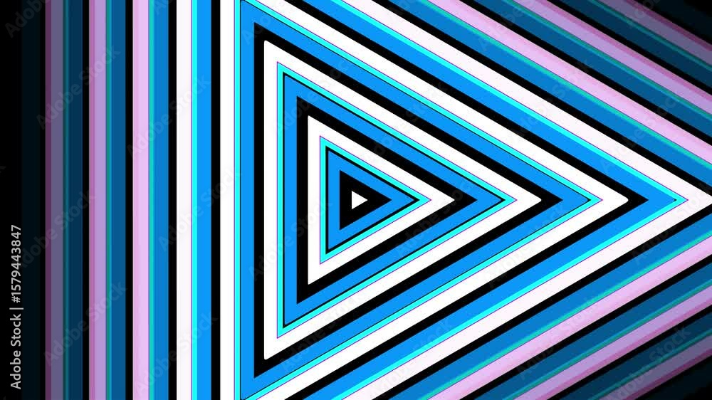 Poster hypnotic triangle tunnel: dynamic colorful geometric abstract motion graphics