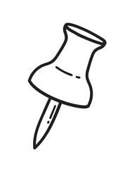 Vector illustration of a push pin object. Simple line art for education for office themes.