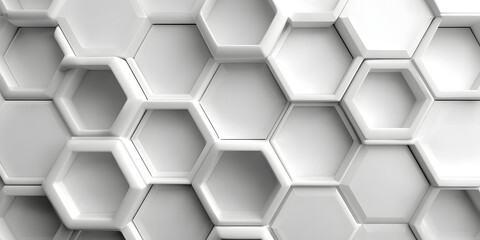 Obraz premium 3D Futuristic honeycomb mosaic white background. Realistic geometric mesh cells texture. Abstract white vector wallpaper with hexagon grid