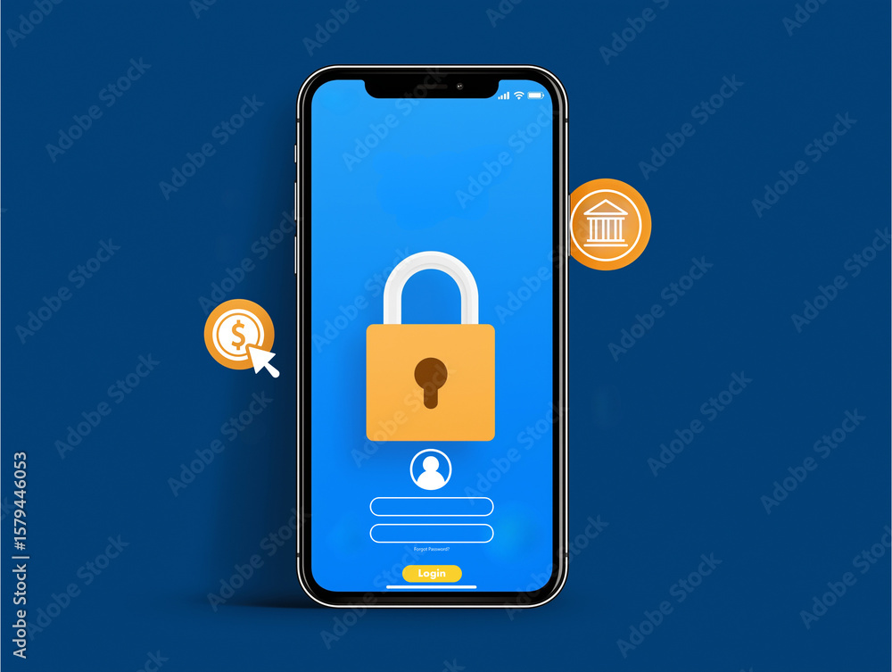 Aufkleber mobile banking security: a sleek smartphone showcases a user-friendly mobile banking interface, ador