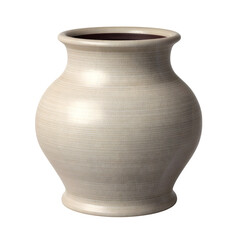 Classic beige ceramic vase with subtle texture isolated on transparent background