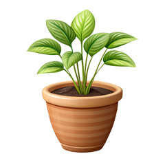 Obraz premium Cartoon Plant Pot PNG Vector