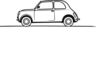 Minimalist Car Illustration A Classic Vehicle Design With a Unique Touch on a Defined Ground Level Representation