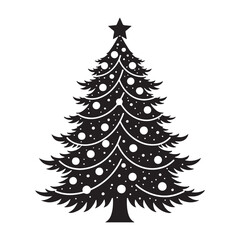Simple Christmas tree silhouette for festive illustrations on white background