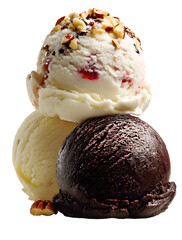 chocolate ice cream balls  with nuts transparent background png 