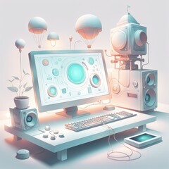 3d image of computer technology background.