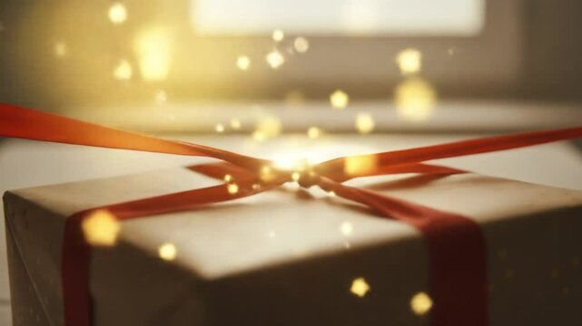 Gift wrapping ribbon close up