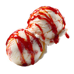 ice cream balls with strawberry transparent 