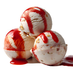 ice cream balls with strawberry transparent 