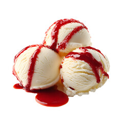 ice cream balls with strawberry transparent 