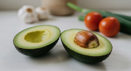 Freshly Sliced Avocado Halves - Healthy Food Preparation