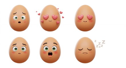 Fototapeta premium Cartoon eggs with diverse emotions
