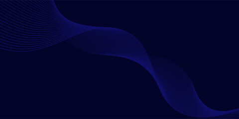 Dark abstract background with glowing wave. Shiny moving lines design element. Modern purple blue gradient flowing wave lines. Futuristic technology concept. Vector illustration