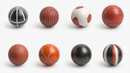 Fototapeta premium Sports Balls: 3D Render Collection