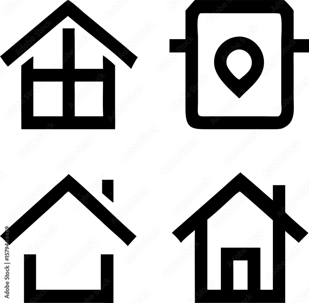 Poster vector set of home icons in minimal and clean designs. great for property apps and websites.