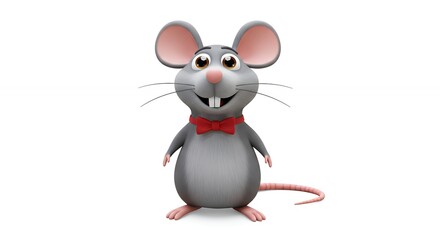 Fototapeta premium Cartoon mouse with bowtie