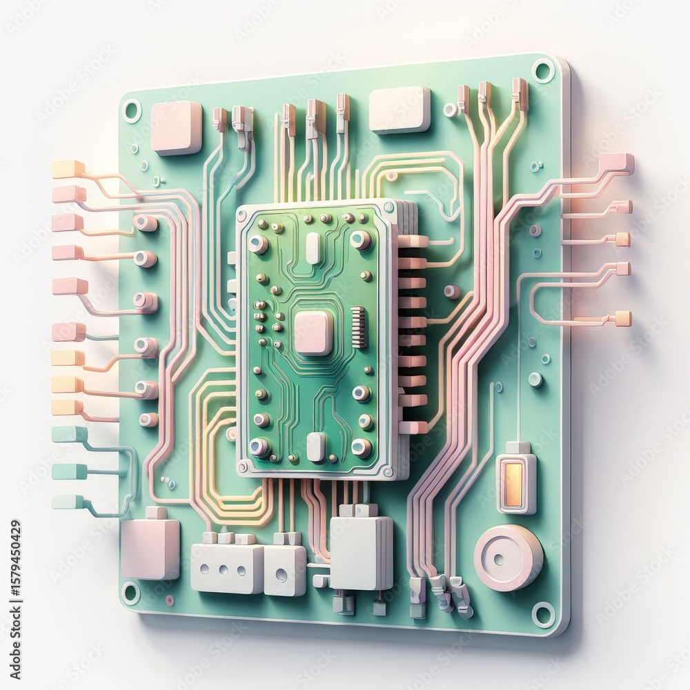 Poster electronic circuit board with computer chip