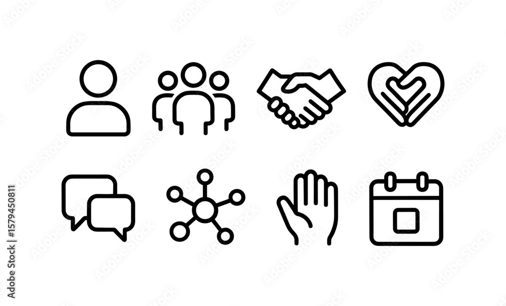 Poster minimalist line icons for networking and communication concepts
