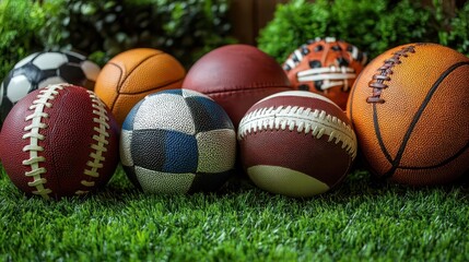 Variety of Sport Balls on Grass