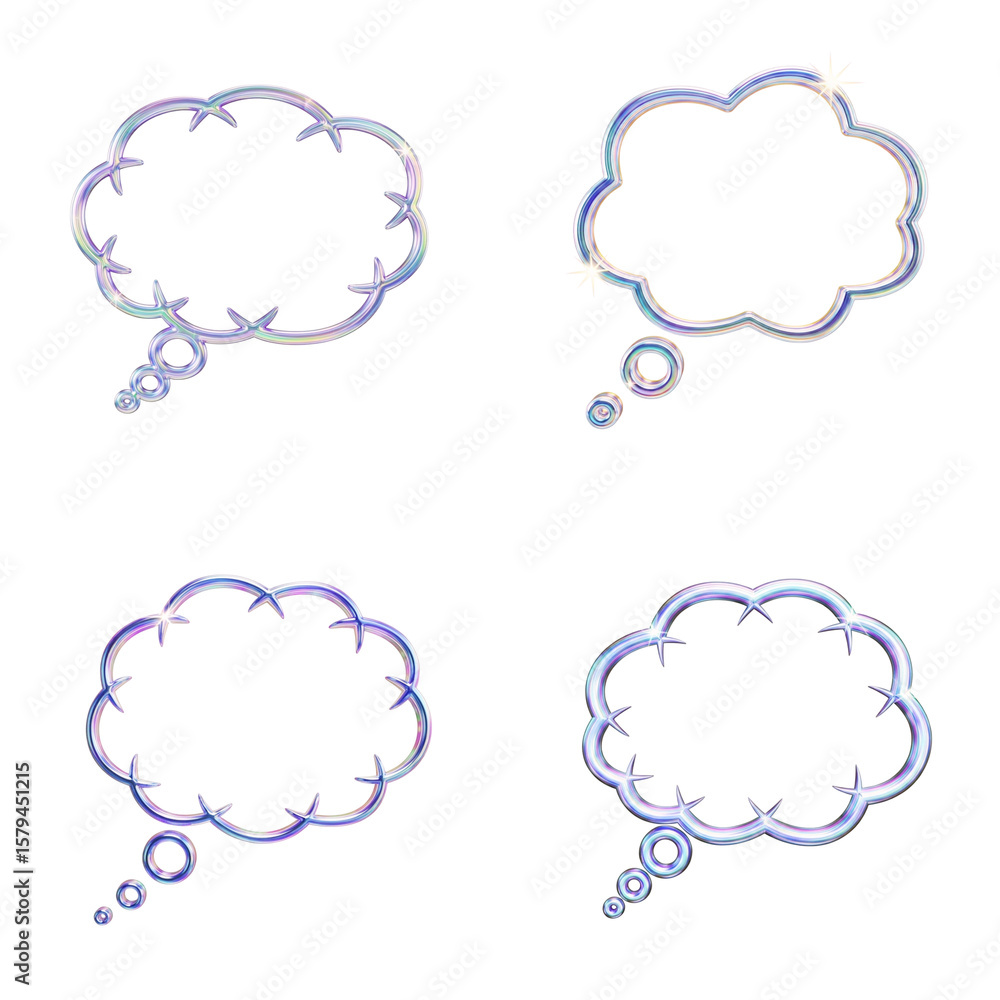 Poster colorful thought bubbles in various shapes and sizes for design use