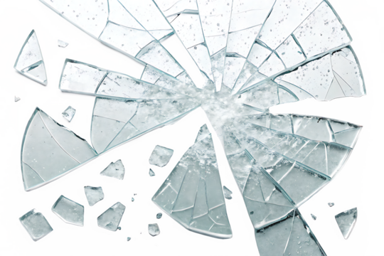 Pieces of destructed Shattered glass. Royalty high-quality free stock on AI Generated by PNG