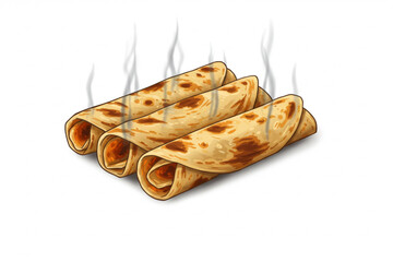 Delicious grilled wraps design showcases tasty rolls ideal for food menus, restaurant branding, or culinary projects with a flavorful style.