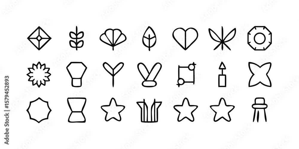 Aufkleber comprehensive icon set with 15 variations for download featuring line style design elements in multi
