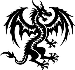 Dragon Tribal Tattoo Set – Mythical Beast & Abstract Ink Art" vector bundle