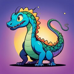 Obraz premium vector illustration of cute cartoon dragon