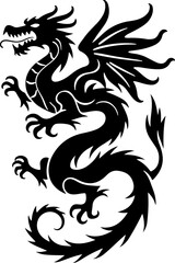 Obraz premium Dragon Tribal Tattoo Set – Mythical Beast & Abstract Ink Art