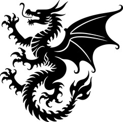 Naklejka premium Dragon Tribal Tattoo Set – Mythical Beast & Abstract Ink Art