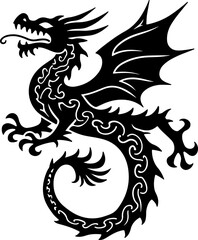Dragon Tribal Tattoo Set – Mythical Beast & Abstract Ink Art" vector bundle