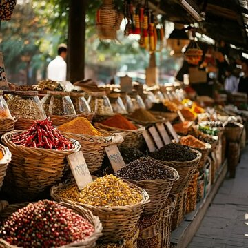 indian spice market with vibrant colors