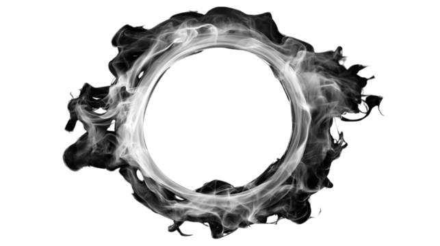 Thick circular smoke burst with motion swirl dynamics and misty aura, best for teaser visuals or promo banners on a transparent background - Powered by Adobe