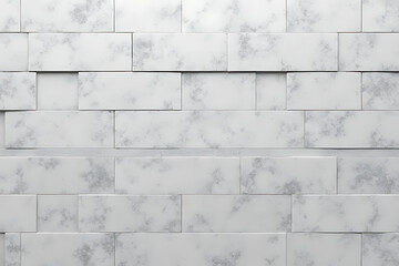 White and gray marble brick wall texture with rectangular blocks arranged in a staggered pattern for background