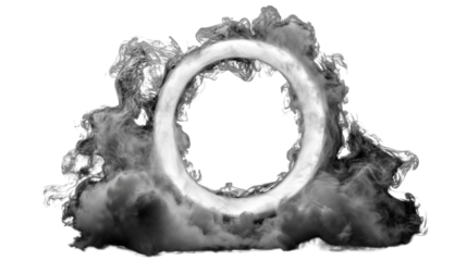 Energetic white fog ring swirling in a clockwise pattern, premium effect for music video overlays or social media designs on a transparent background