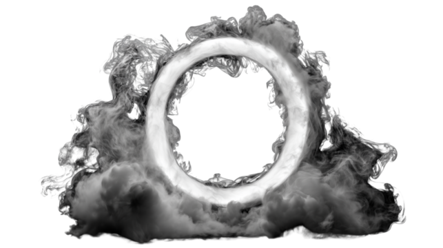 Energetic white fog ring swirling in a clockwise pattern, premium effect for music video overlays or social media designs on a transparent background