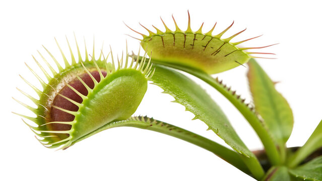 Detailed image of Venus flytrap Dionaea muscipula isolated on white background PNG. AI GENERATED.