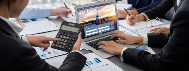 Business intelligence and data analysis concept. Analyst team working on financial data analysis...