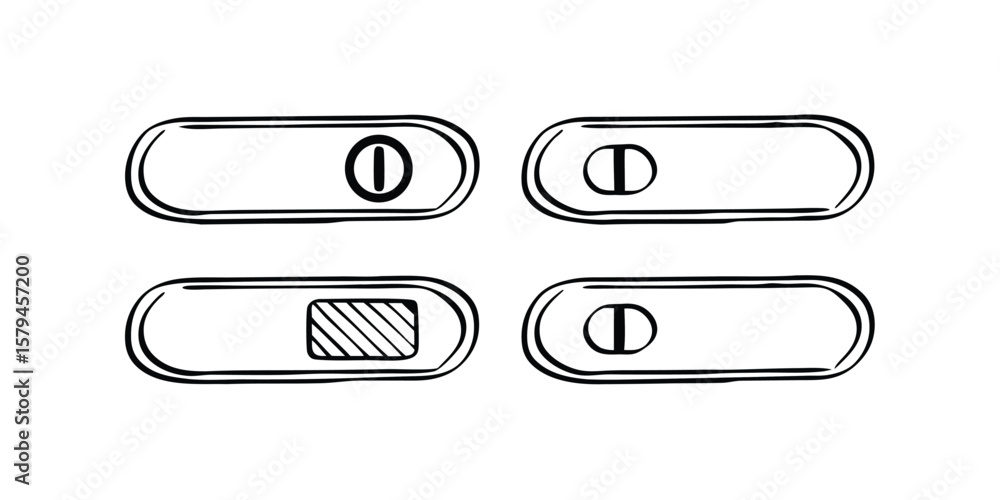Aufkleber on and off toggle switch buttons icon set on transparent background