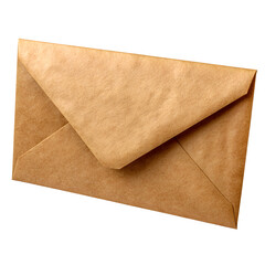 Closed brown paper envelope isolated on transparent background