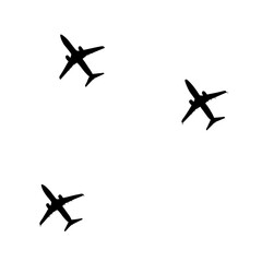 Three Airplane Silhouettes vector illustration