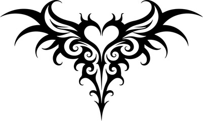 Obraz premium tribal, heart, dragon tattoo and wings, tattoo, design abstract, art, vector bundle
