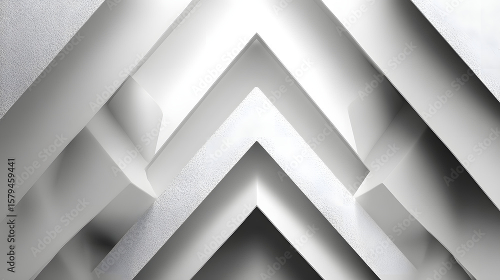 Poster abstract white background with texture pattern, layered geometric triangle shapes, white and grey gl