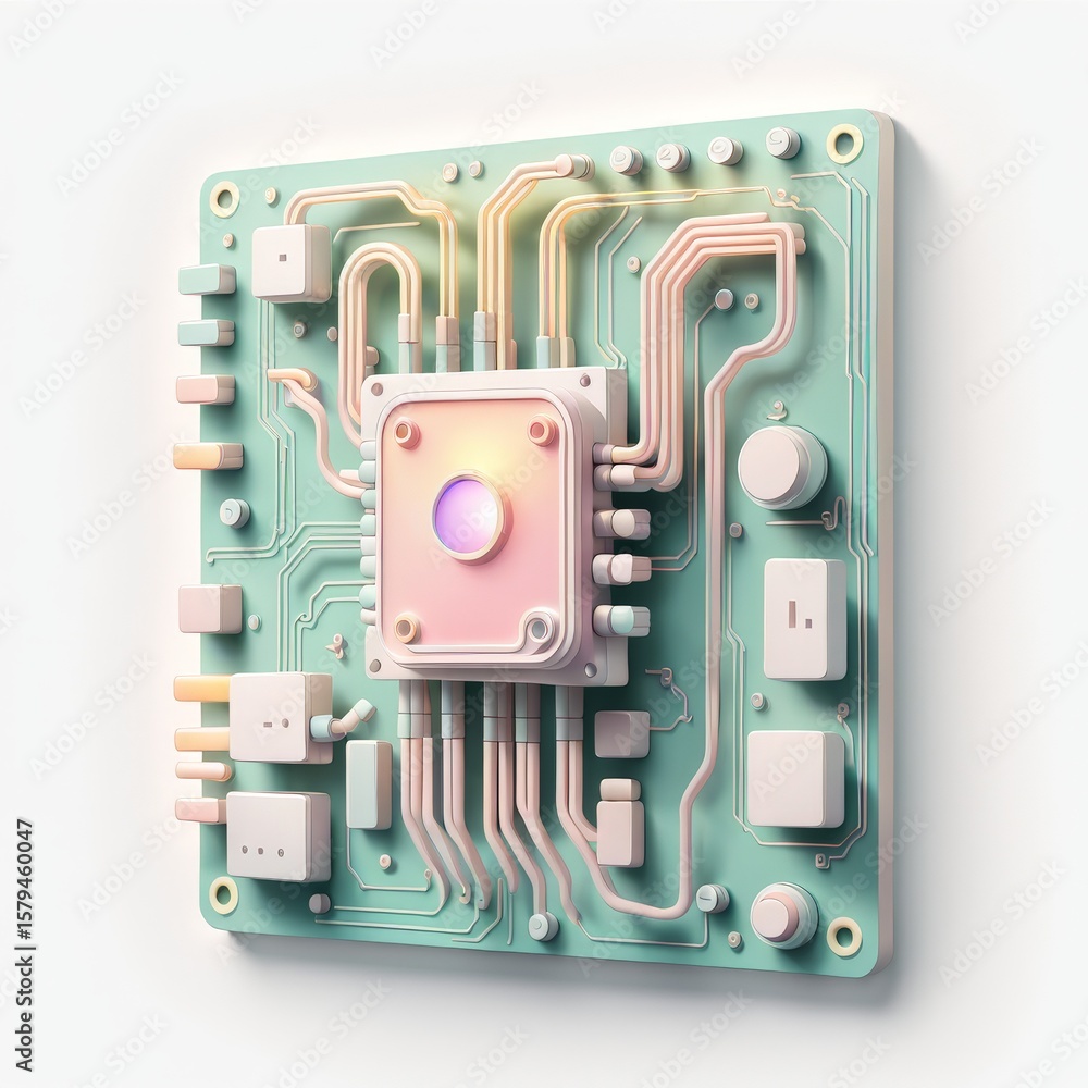 Poster 3d image of a computer chip