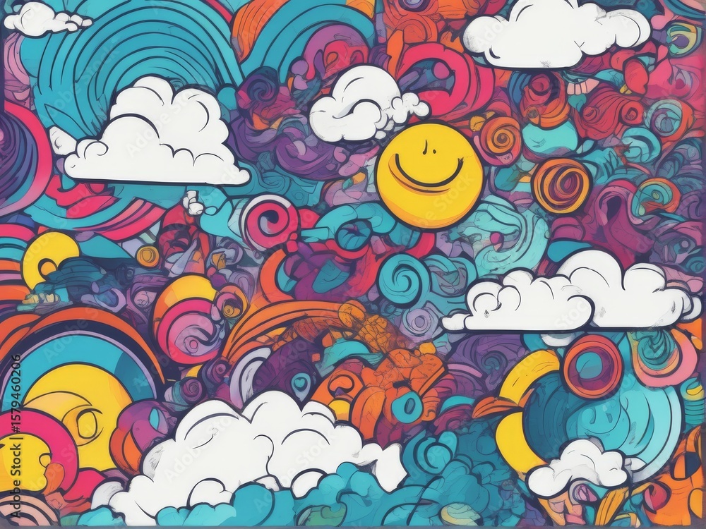 Poster abstract colorful background with clouds and