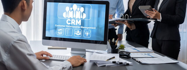 Business intelligence and data analysis concept. Analyst team working on financial data analysis...